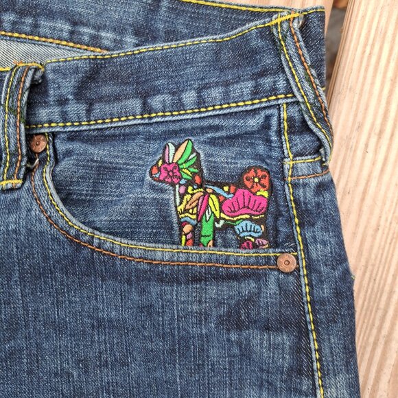 Vintage RMC Jeans Men's Graphic Navy and Blue Jeans Size 34x32 - Picture 5 of 14